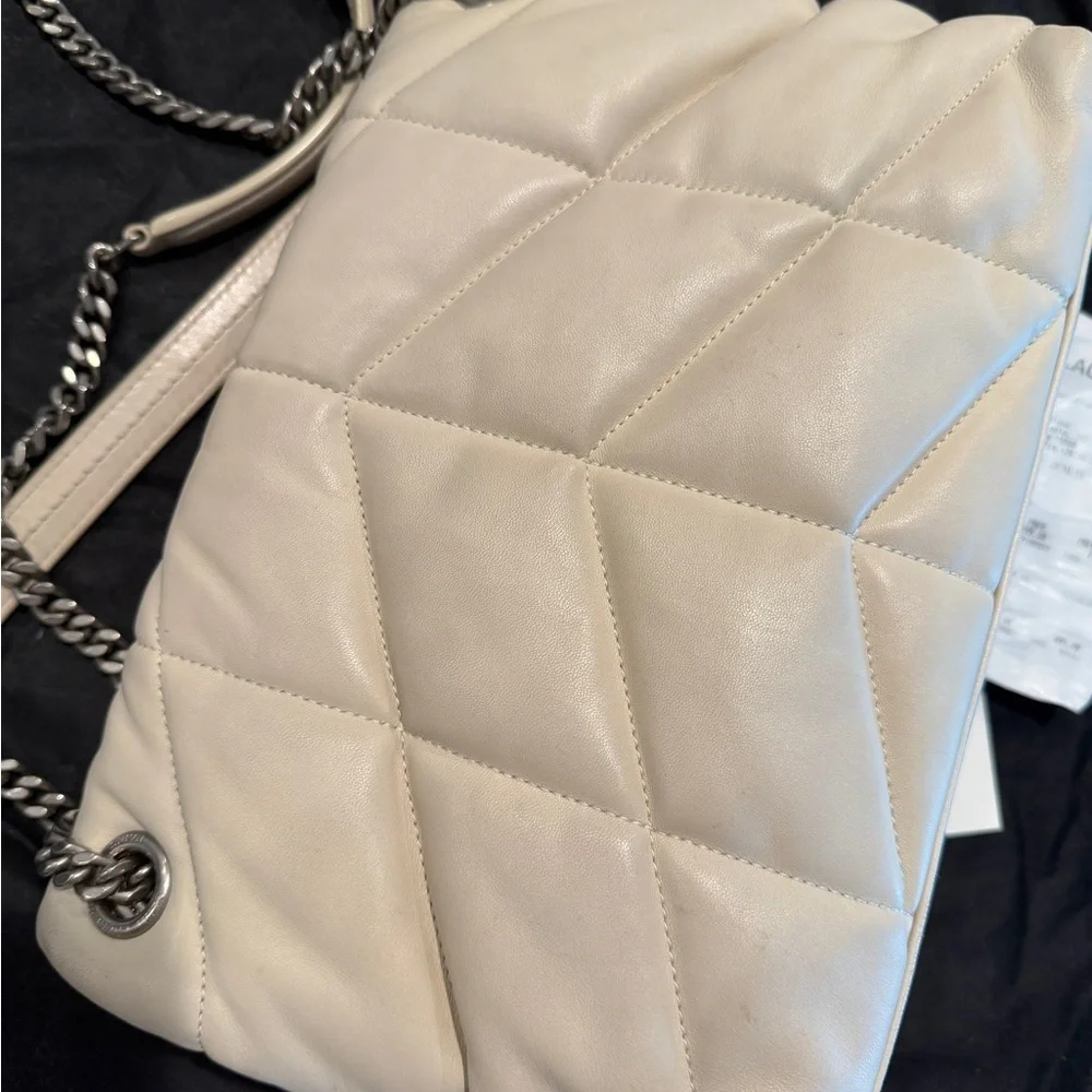 Preloved Saint Laurent Cream Quilted Leather Shoulder Bag FULL SET - Picture 12 of 16